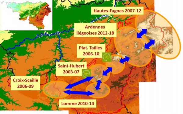 Cartographie des 6 projets LIFE du Meta-projet Tourbières